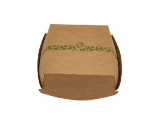 Boîte burger kraft imprimée non laminé biosourcé biodégradable compostable recyclable emballage alimentaire livraison à emporter packaging éco-responsable écologique box personnalisée FSC matières naturelles végétales